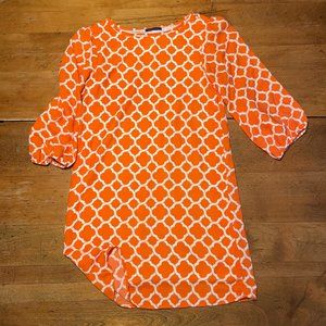 Sweet Claire Orange and White Dress